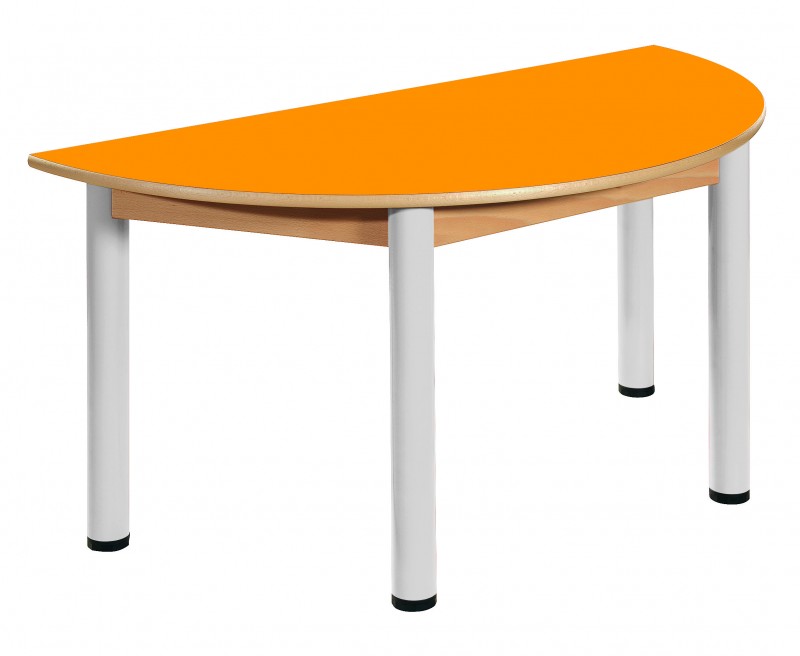  Stůl půlkulatý U120x60/ 52-70 cm, výškově stavitelný,umakartový s rámem