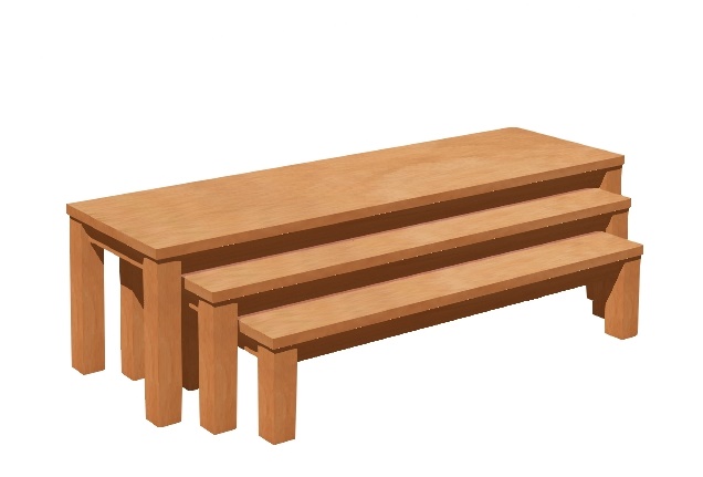 Set tří laviček s umakartovým sedákem