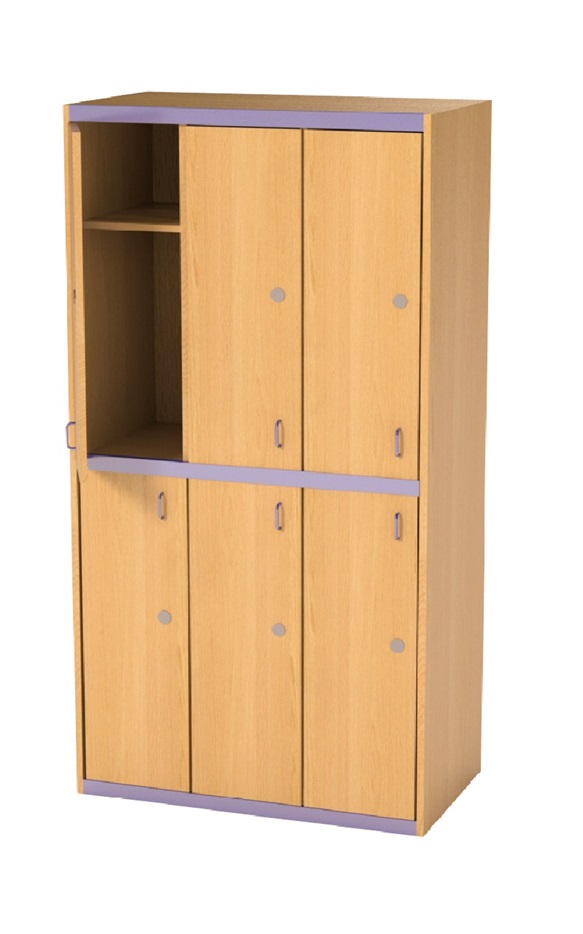 Dřevěná šatní skříň šestidílná