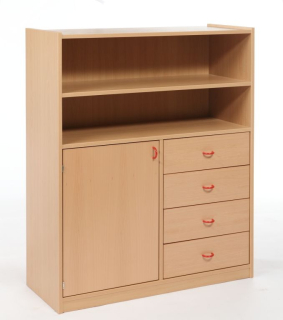 Skříňka kombinovaná se zásuvkami a dvířky š.100 x h.40 x v.123 cm